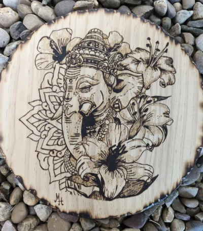Pirografía Elefante Budha