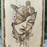Pirografía Mujer Galaxia
