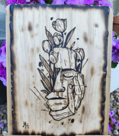 Pirografía Pensamiento Flor