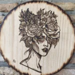 Pirografía Sombrero Flores